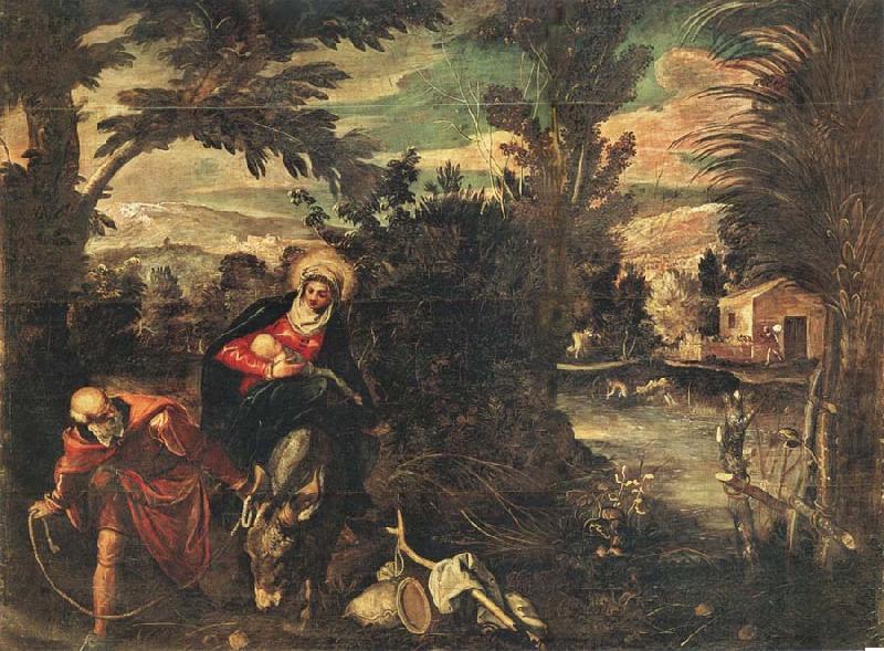 TINTORETTO, Jacopo Flight into Egypt china oil painting image